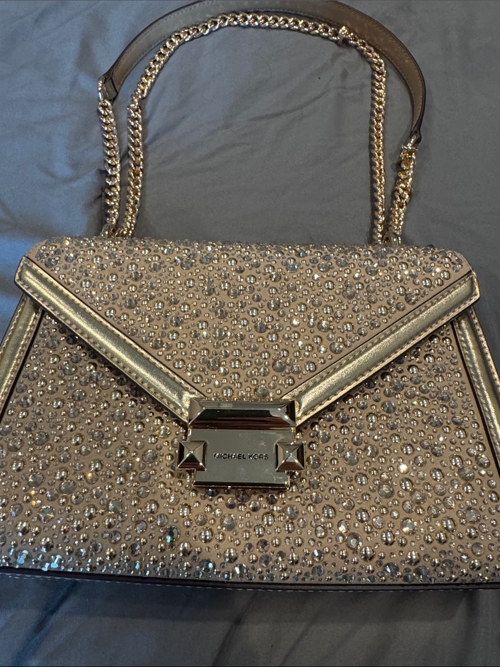 Michael Kors Gold Crystal-Studded Shoulder Bag - Picture 2 of 7